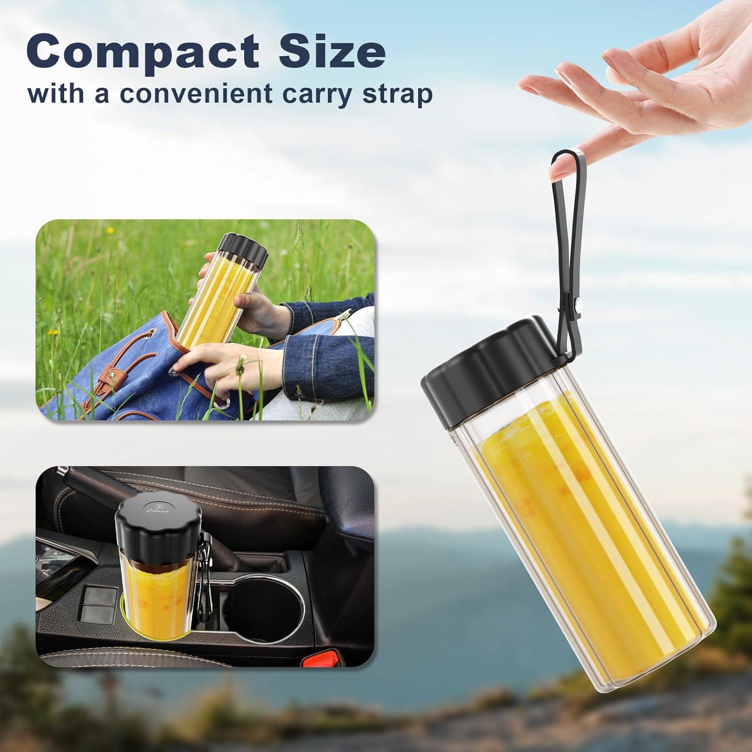Portable Blender - Small Smoothie & Shake Maker, 17 Oz Personal Blender with 6 Blades, USB-C Rechargeable Mini Mixer with Extra Lid for Travel, Office, Gym-xlk