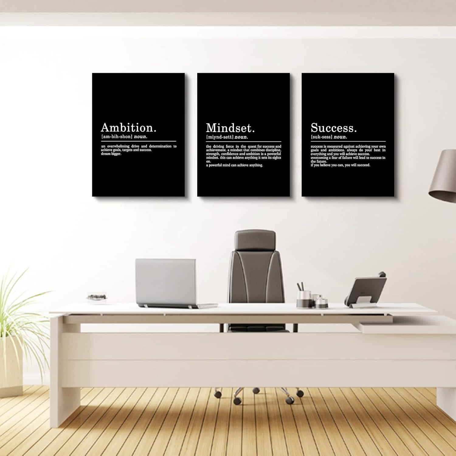 Black and White Motivational Quote Canvas Wall Art Set