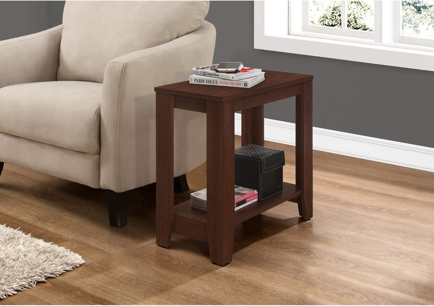 Contemporary Cherry Wood Rectangular Side Table with Shelf