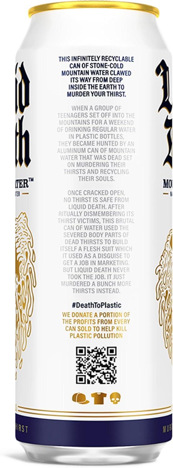 Liquid Death, Still Mountain Water, 8-Pack (19.2oz Cans), Real Mountain Source, Infinitely Recyclable Cans