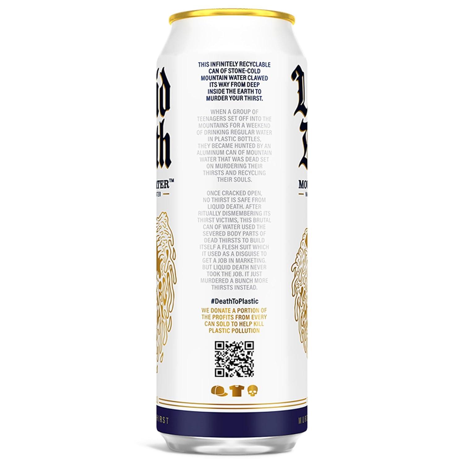 Liquid Death, Still Mountain Water, 8-Pack (19.2oz Cans), Real Mountain Source, Infinitely Recyclable Cans