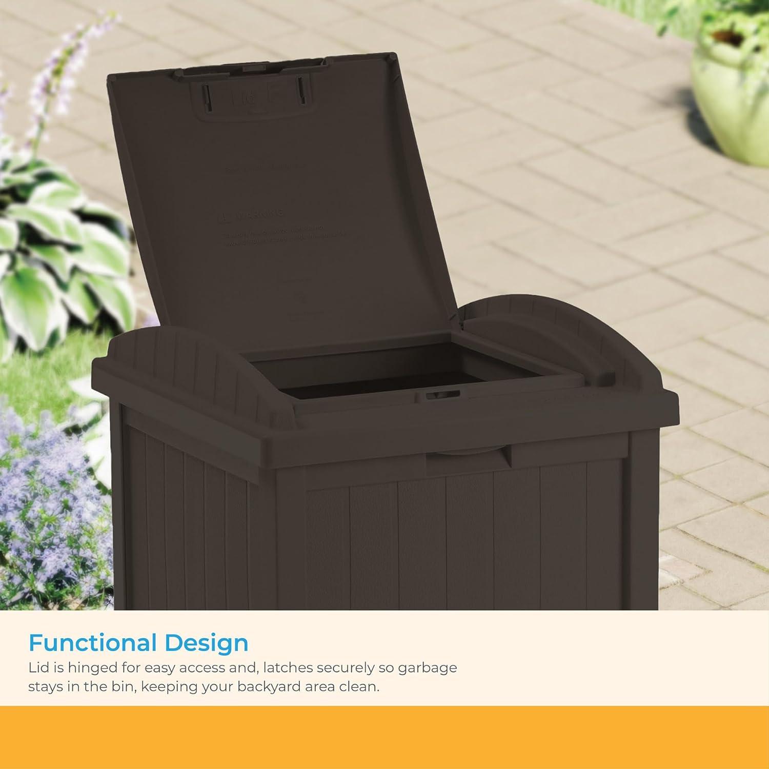 Java Brown 33 Gallon Outdoor Plastic Trash Hideaway