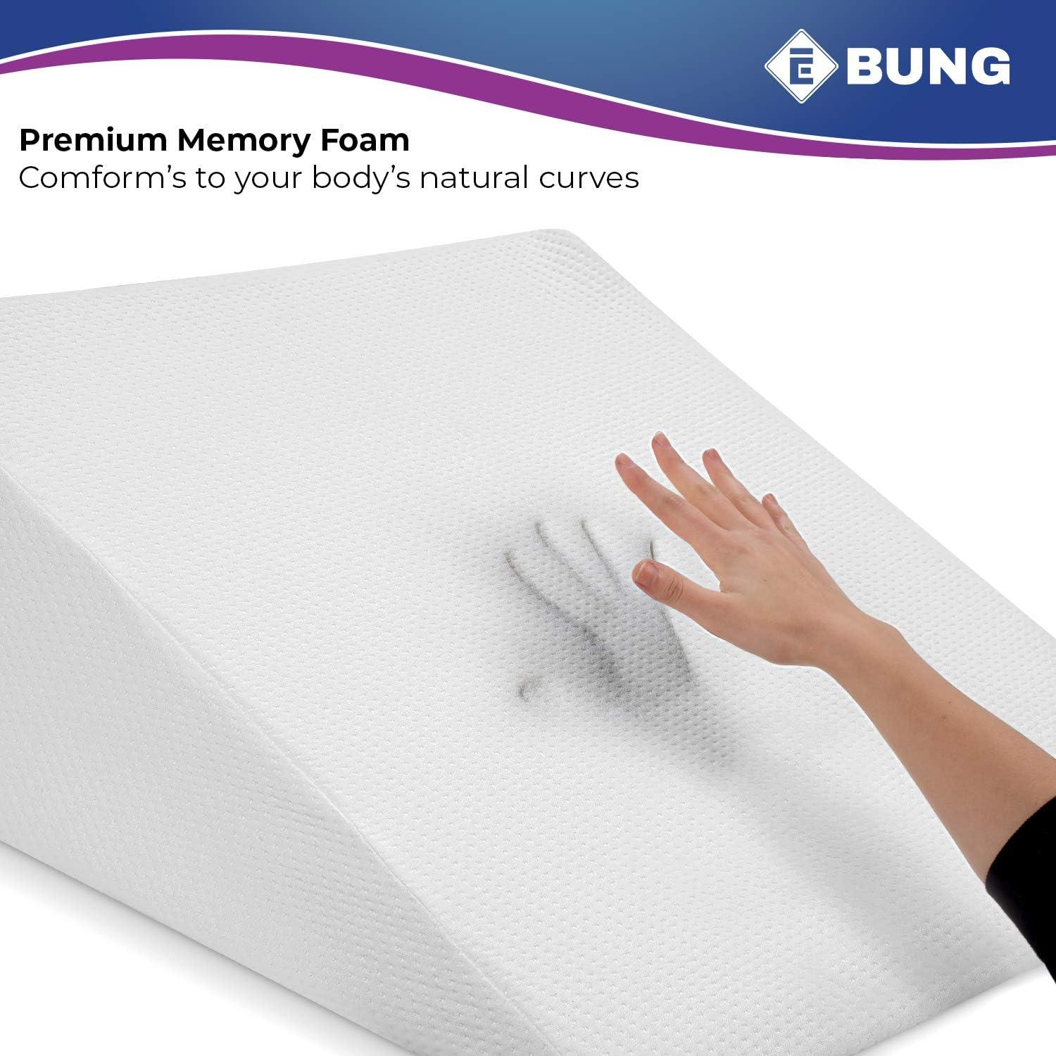 Ebung Body Positioner - Premium Memory Foam Wedge Pillow for Sleeping, Sitting, Snoring, Heartburn Relief, Pregnancy, TV, Reading, Backrest, Leg Rest