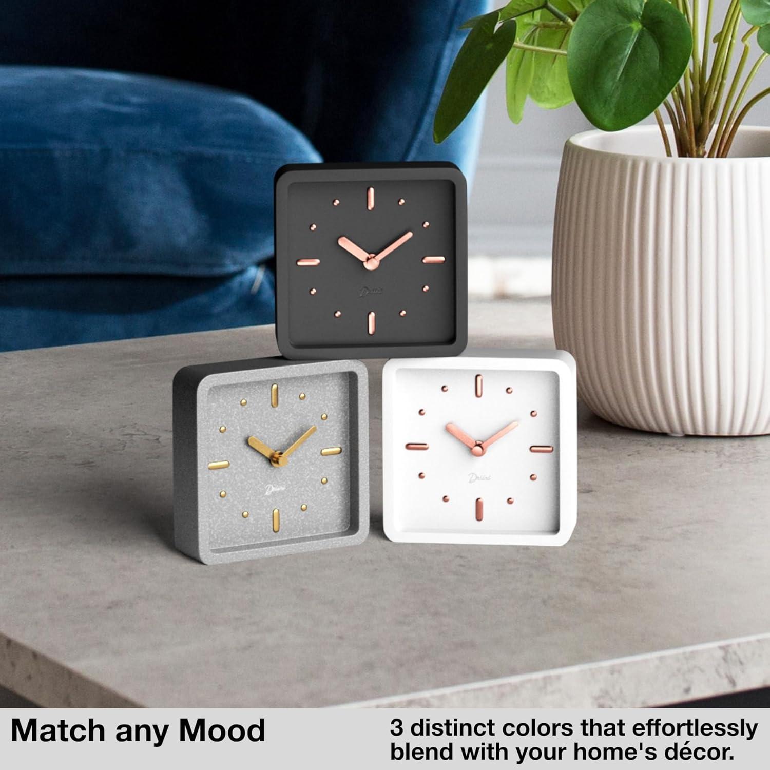 Driini Modern Mid Century Desk & Shelf Clock for Mantle, Bedroom Nightstand