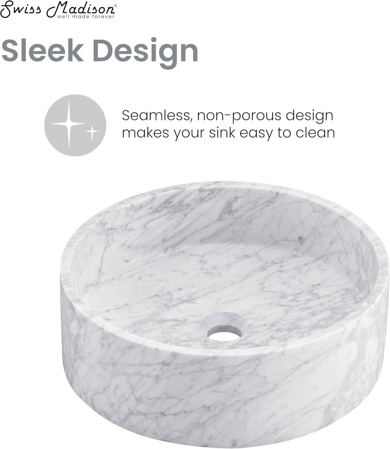 Monaco 17" Round Vessel Bathroom Sink in Marbled Grey