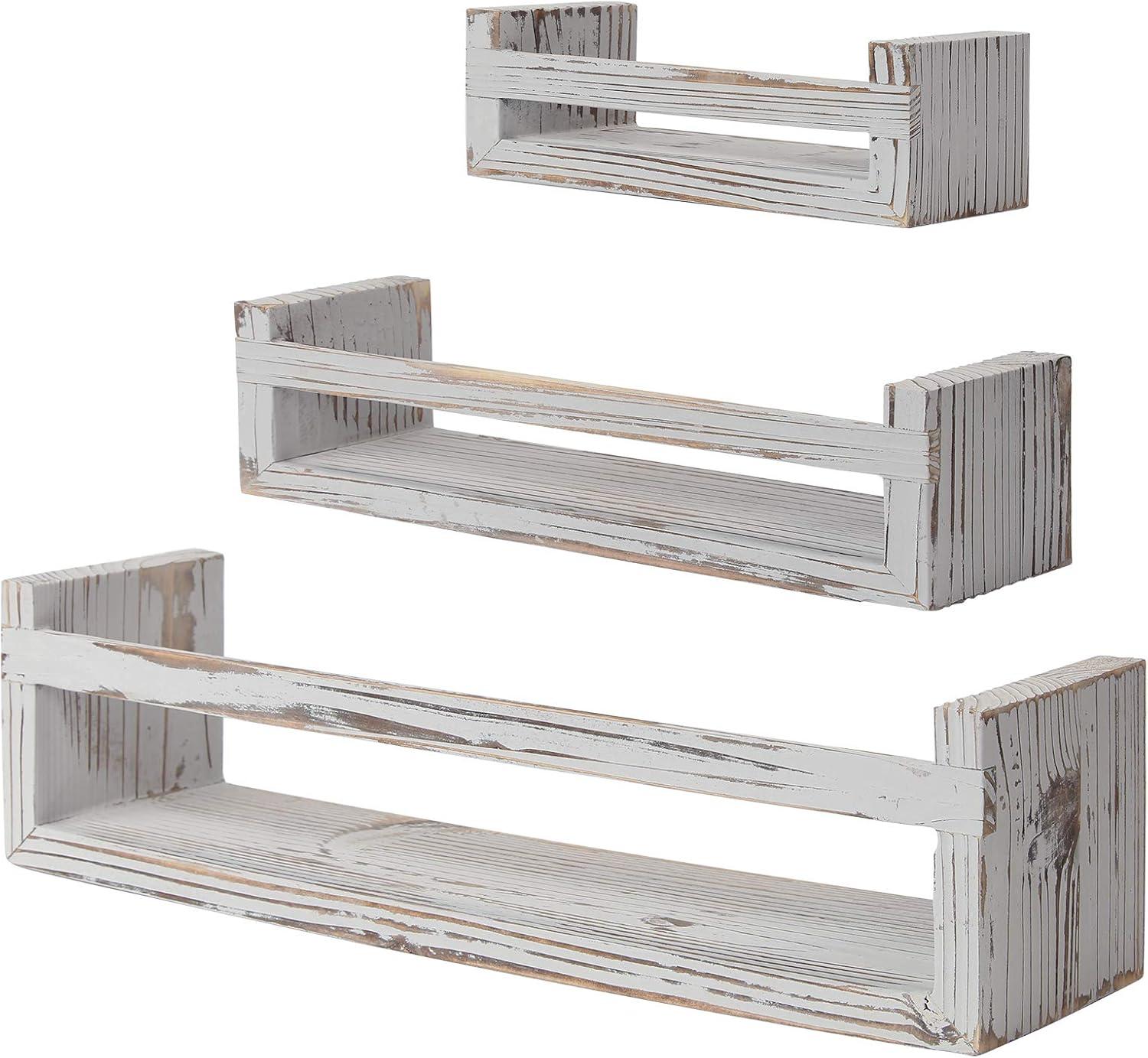 Rustic White U-Shape Floating Shelves - 3 Piece Set for Versatile Display