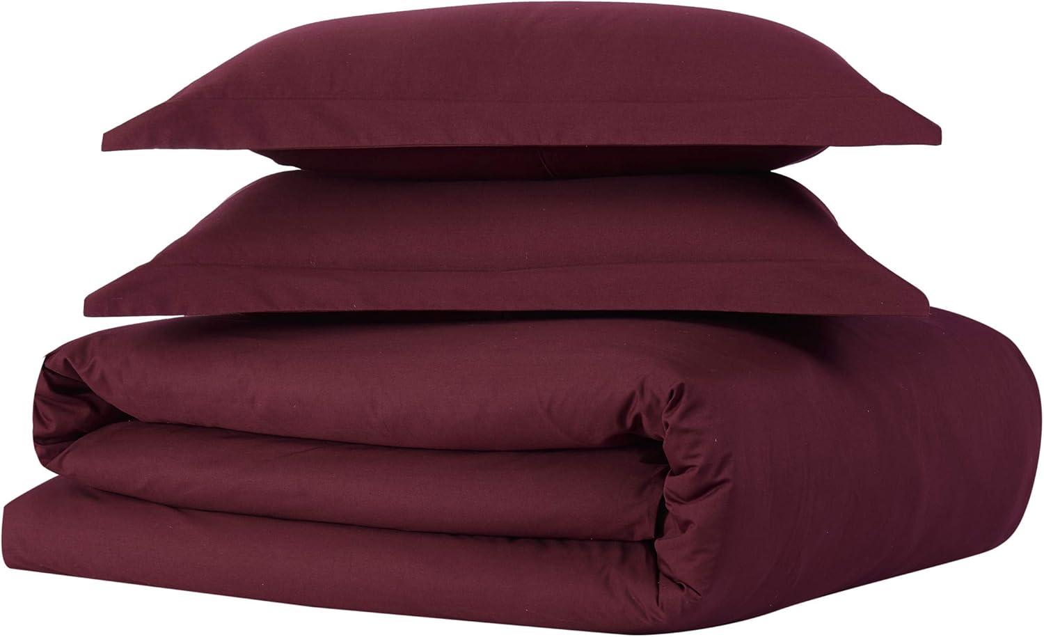 Burgundy Cotton Twin XL Duvet Cover Set