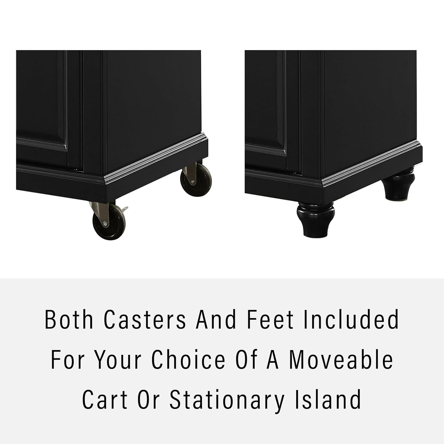 Crosley Brands Cambridge Wood Top Portable Kitchen Island/Cart Black/Natural