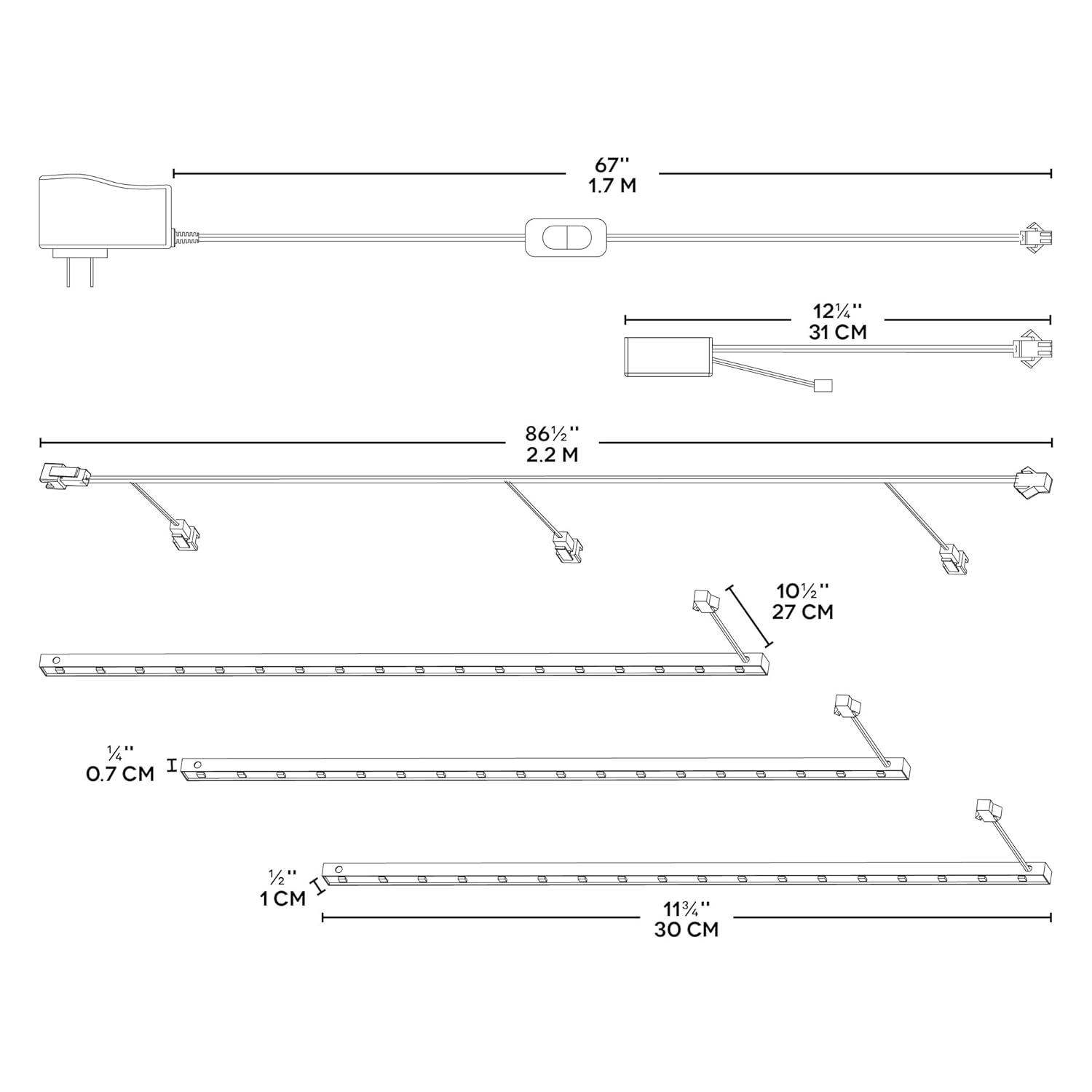 Bazz LED 0.5'' Under Cabinet Strip Light (Set of 3) U16002RD