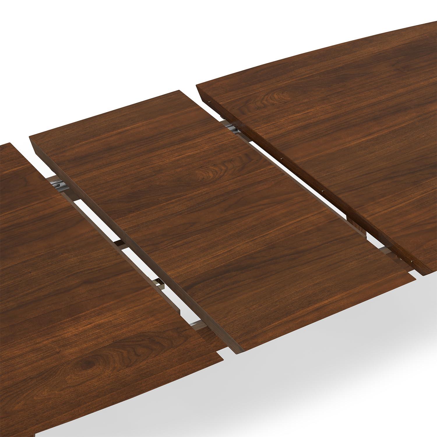 Draper 66-84"W Walnut Extendable Dining Table, Mid-Century Modern Style
