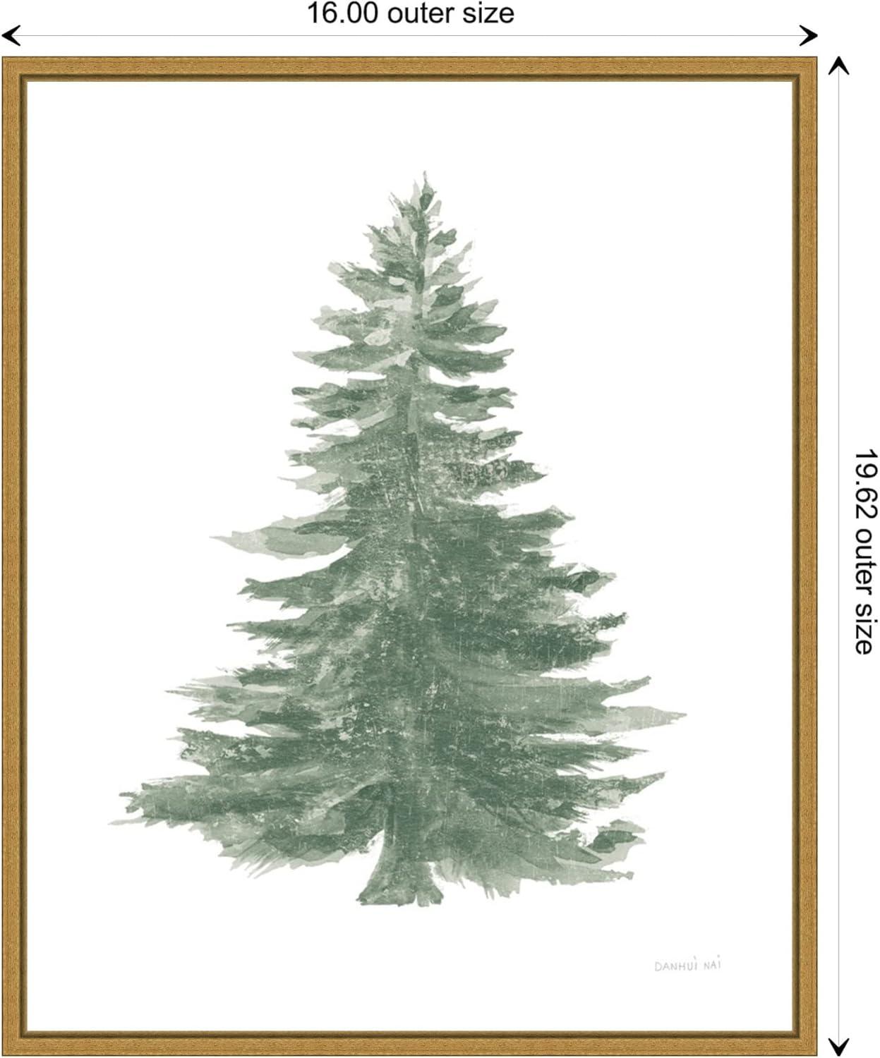 16" x 20" Floursack Holiday Tree by Danhui Nai Framed Canvas Wall Art - Amanti Art: Seasonal Botanical Decor