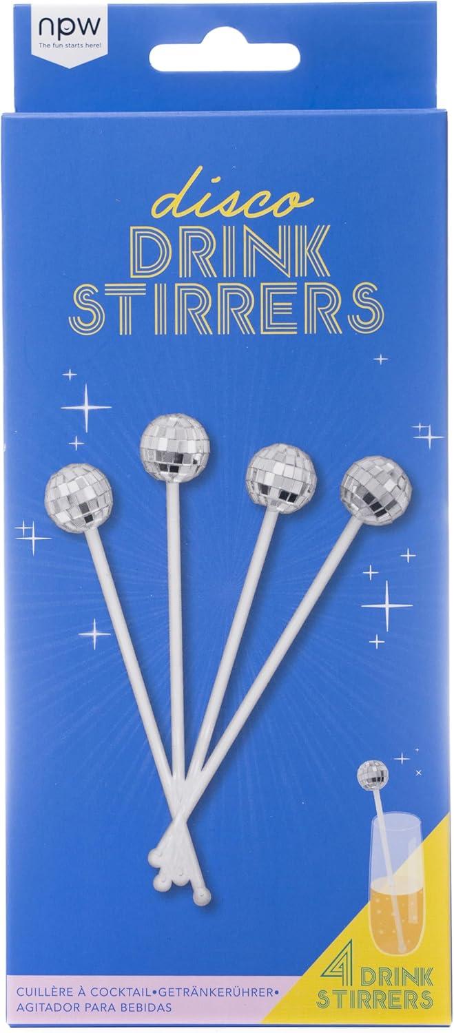 Silver Disco Ball Drink Stirrers Set of 4