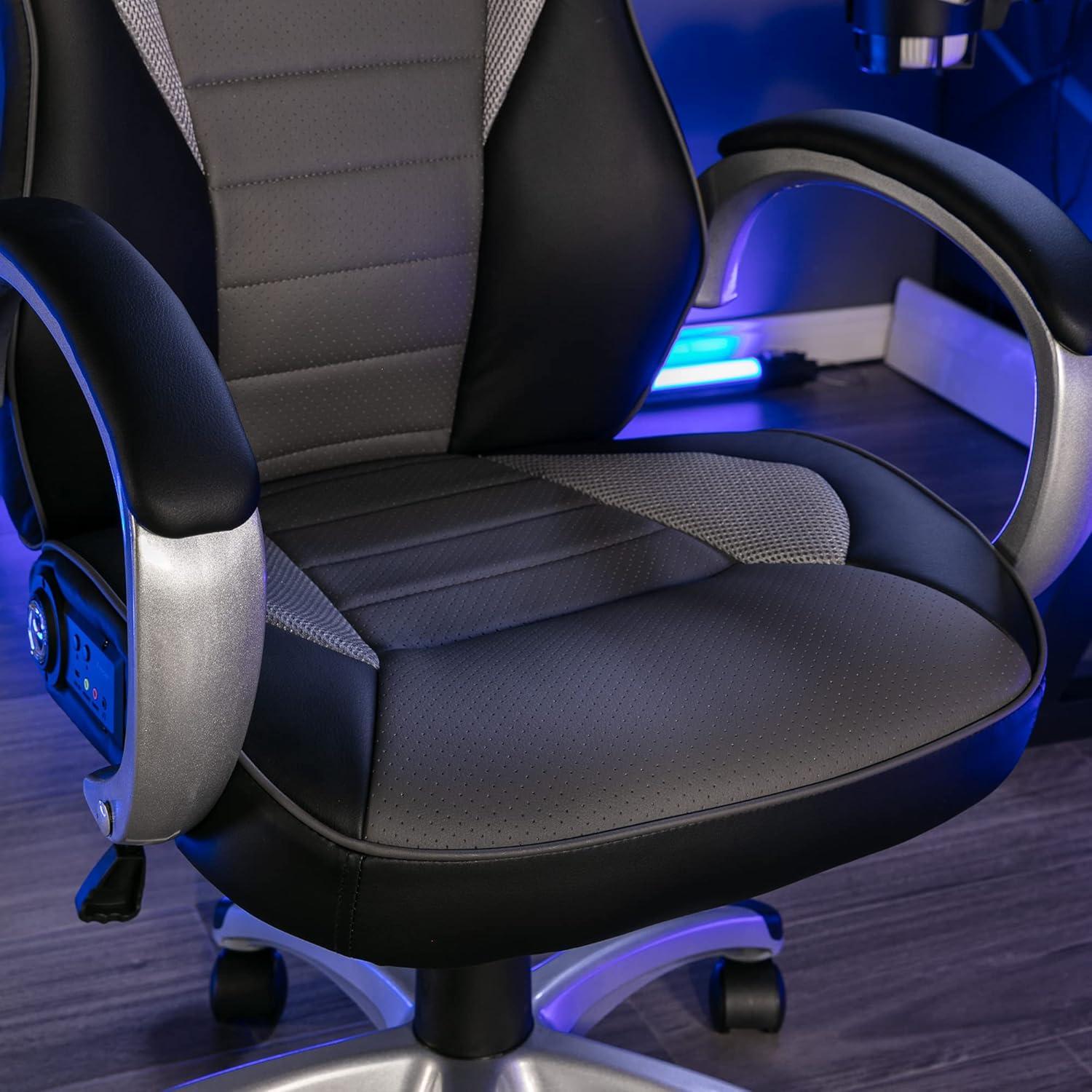 X Rocker Rogue 2.0 Bluetooth PC Chair, Gray, 25.6 x 23.62 x 43.5