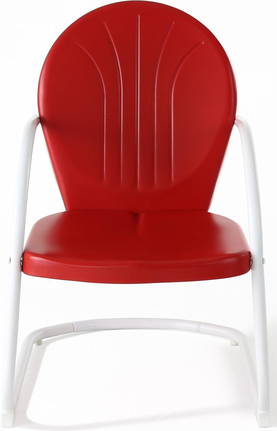 Crosley Furniture Griffith Metal Patio Chair in Bright Red Gloss