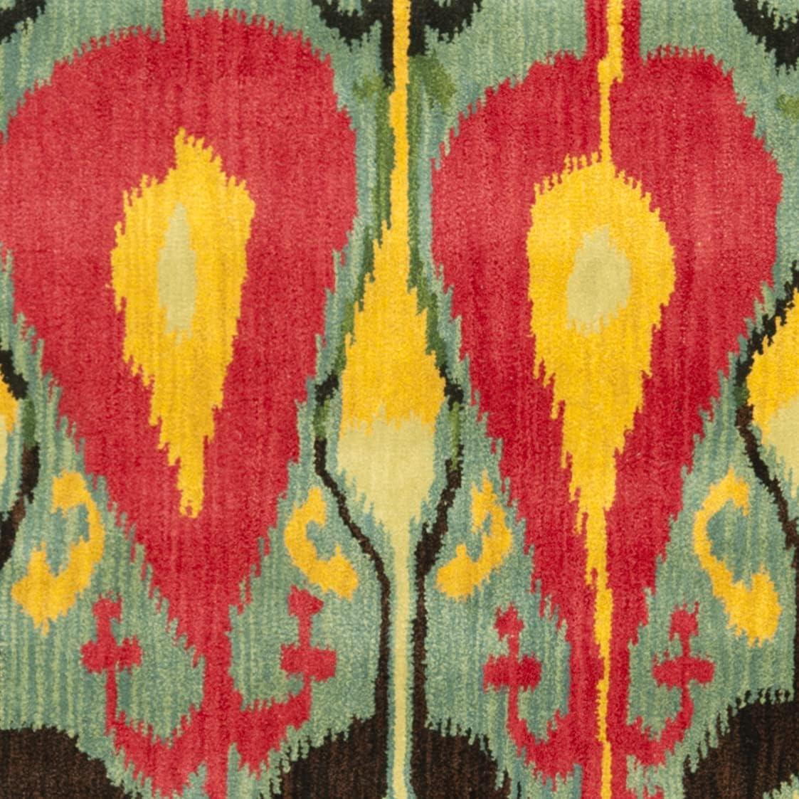 SAFAVIEH Ikat Betty Southwestern Wool Area Rug, Blue/Green, 8' x 10'