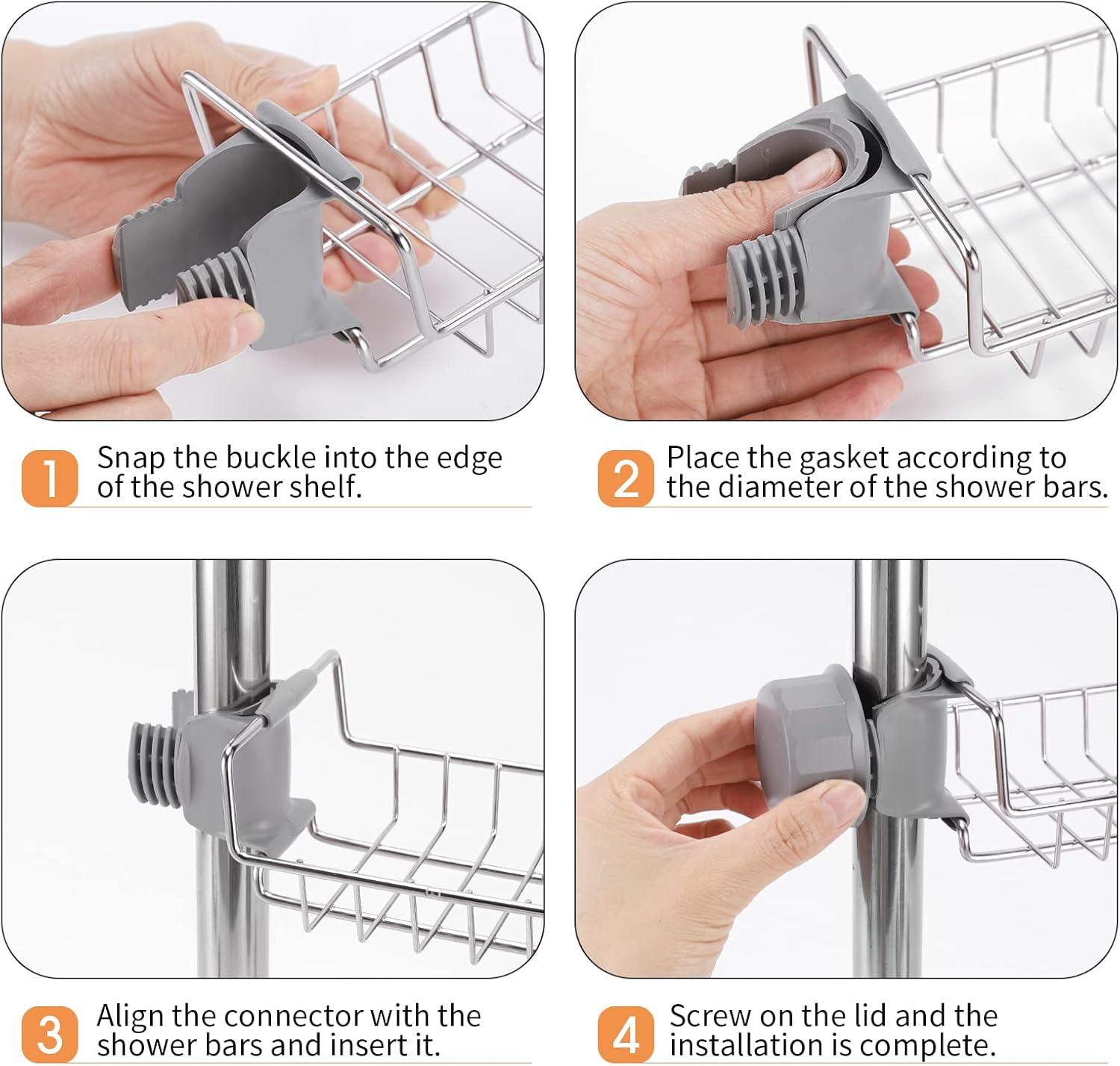 Rebrilliant Janay Tension Pole Stainless Steel Shower Caddy