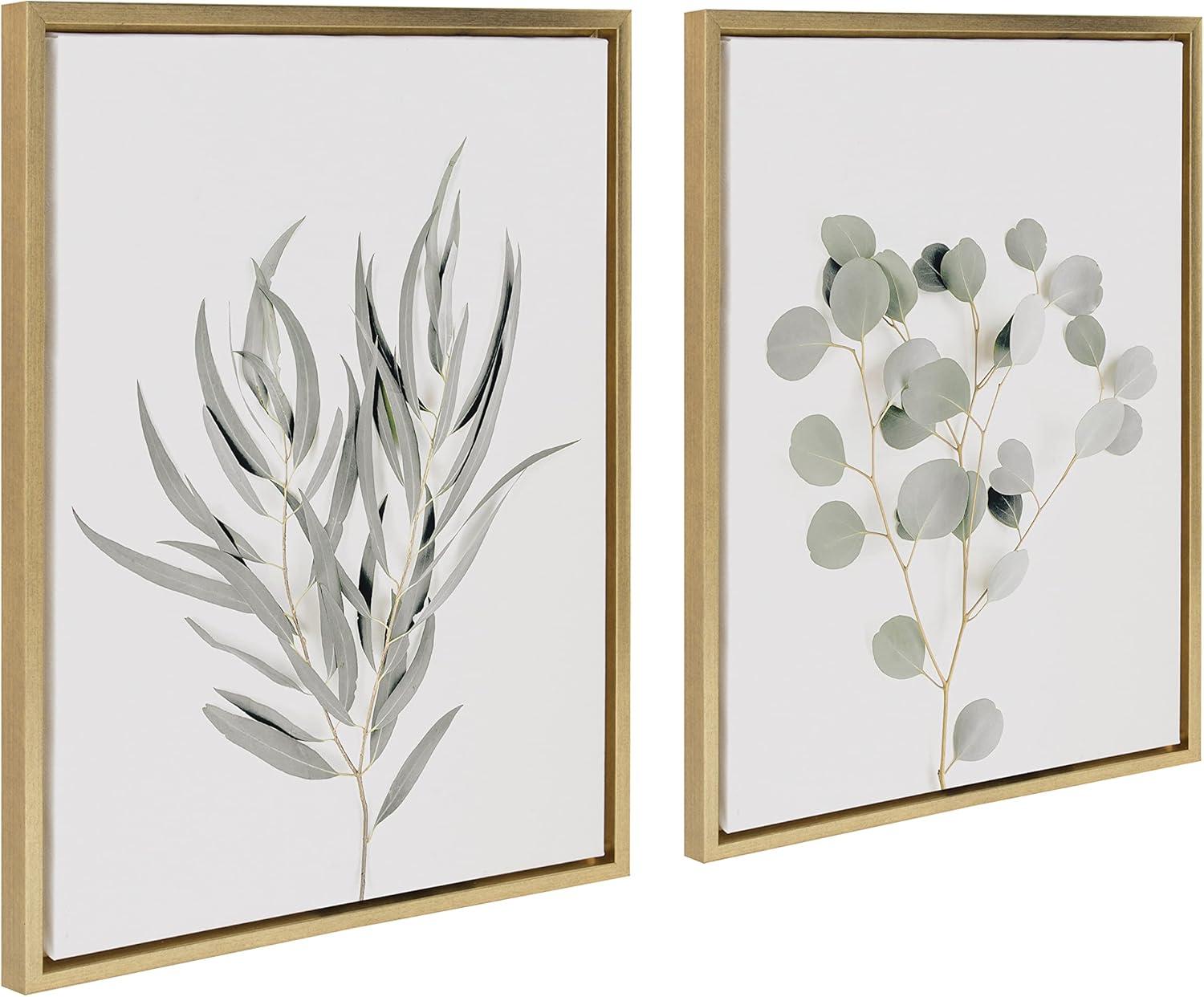 (Set of 2) 18" x 24" Sylvie Neutral Botanical 1 and 2 Framed Canvas Set - Kate & Laurel All Things Decor