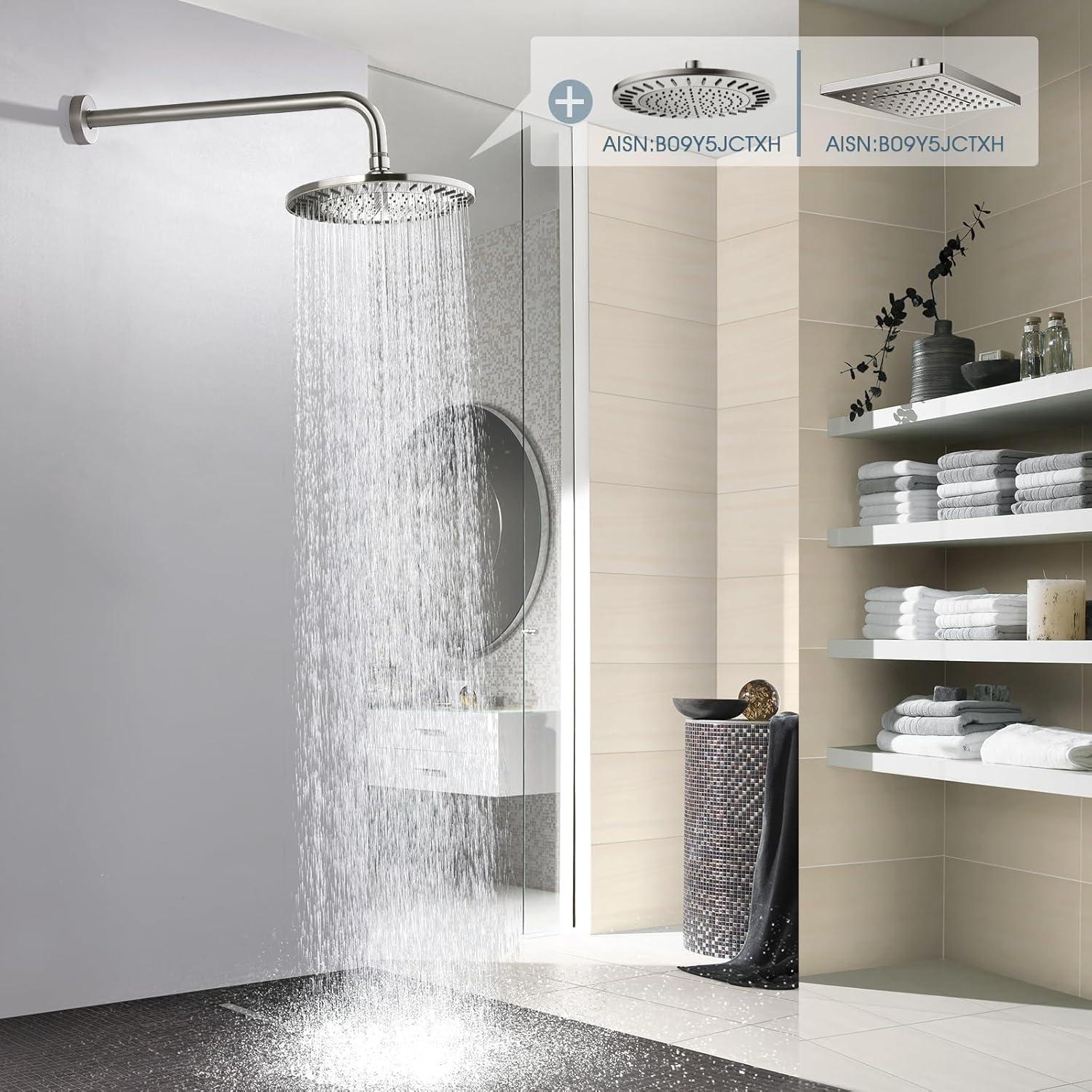 Brushed Nickel 16-Inch Stainless Steel L-Shaped Shower Arm