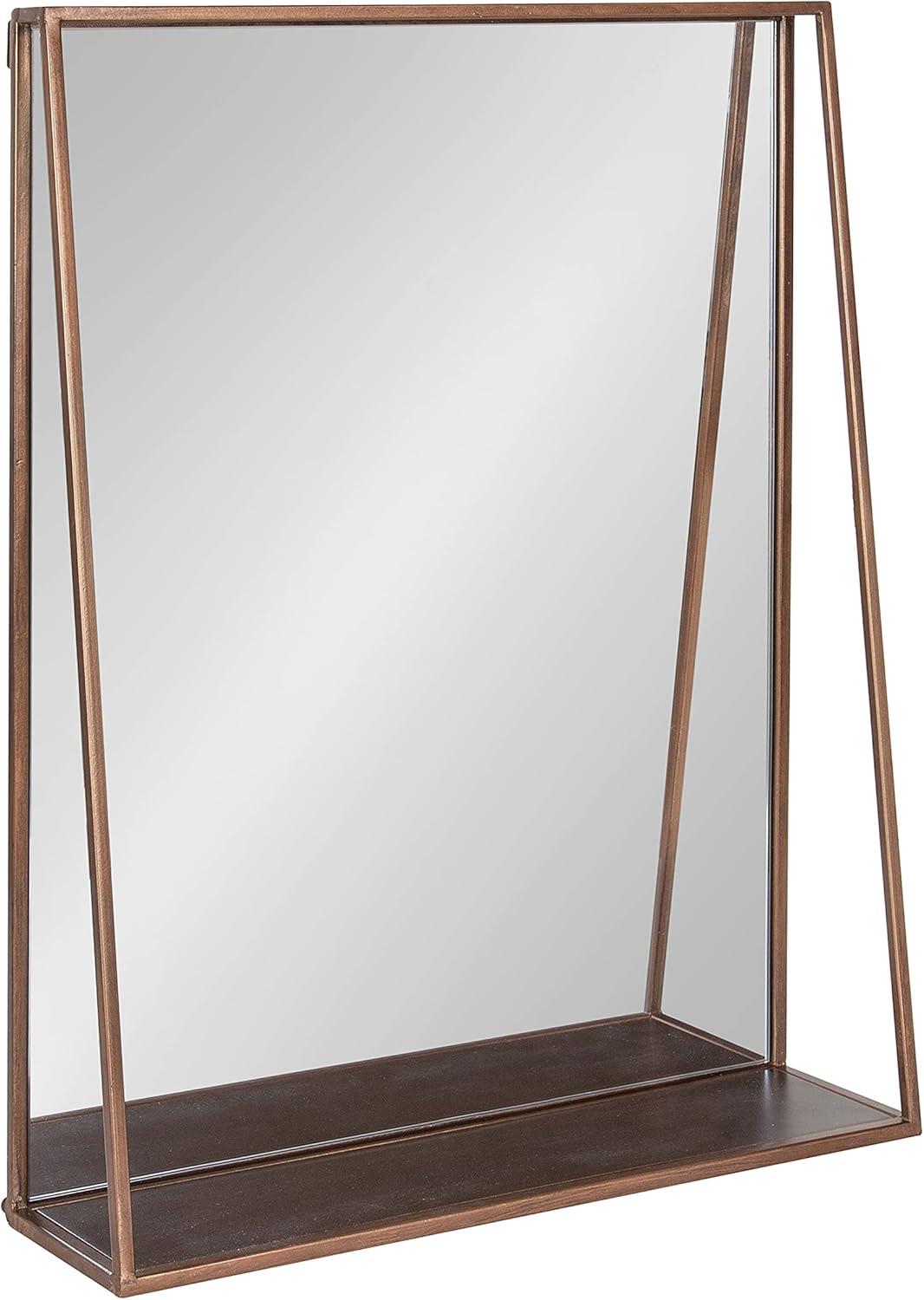 Kate and Laurel Lintz Metal Framed Mirror with Shelf, Bronze 18x24