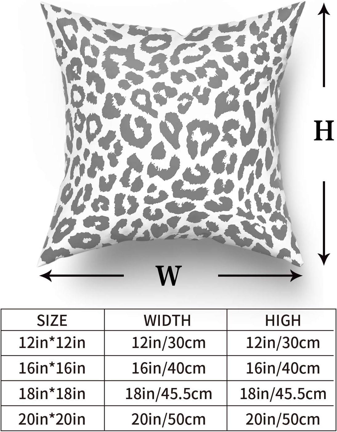 Gray Cheetah Throw Pillow Covers 18X18 Inch Set of 2 Grey White Leopard Decorative Pillow Cases Animal Wildlife Pillow Cover with Zipper Home Decor For Sofa Couch Housewarming Gift Bed Couch Outdoor