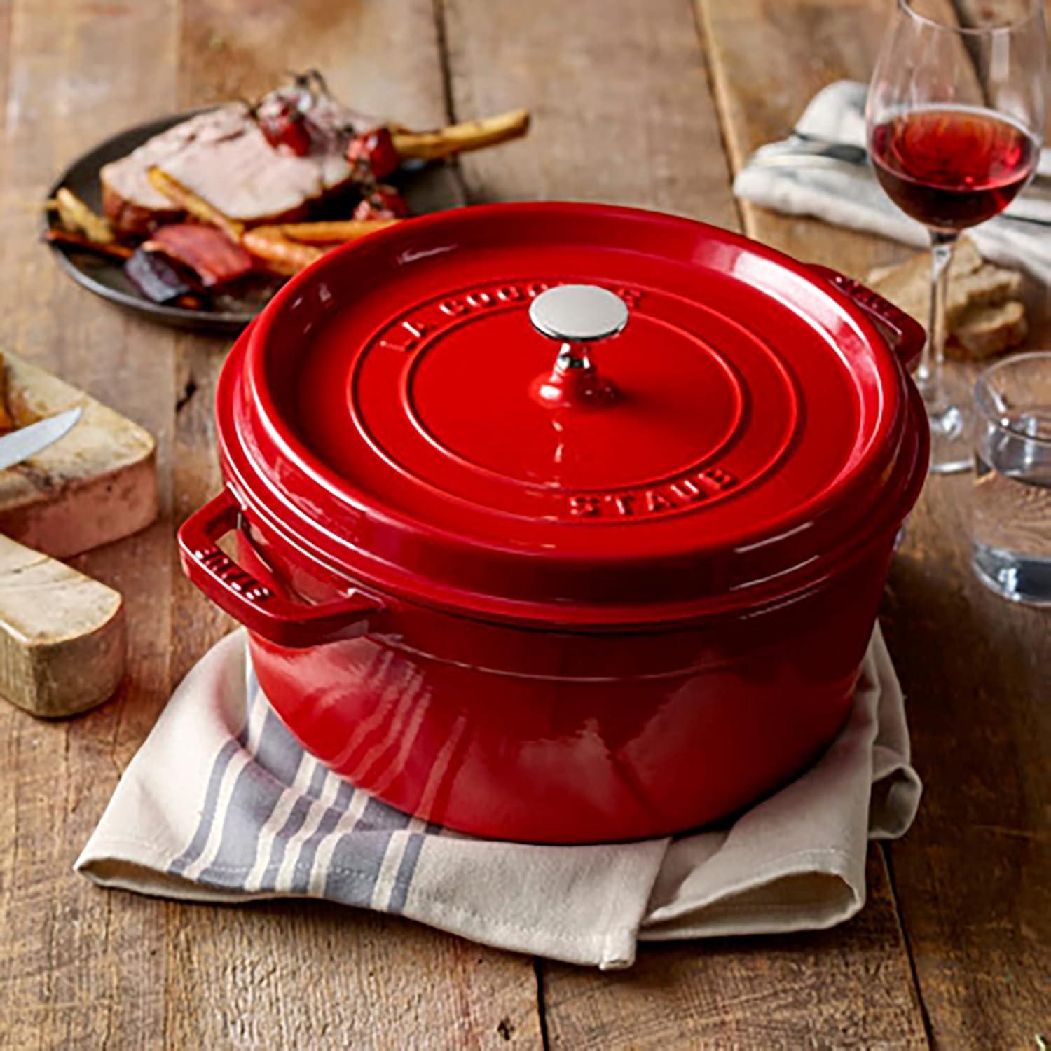 Cherry Red Enameled Cast Iron 5.5-qt Round Dutch Oven