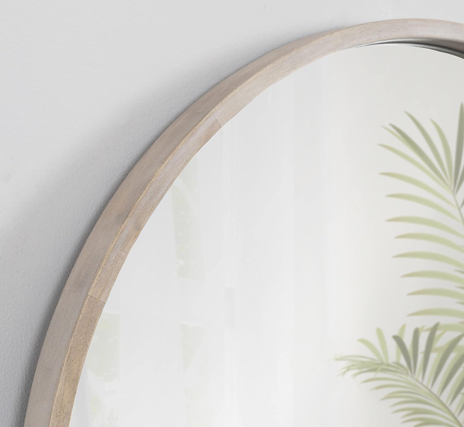 Kate and Laurel Valenti Round Framed Mirror, White 18" Diameter