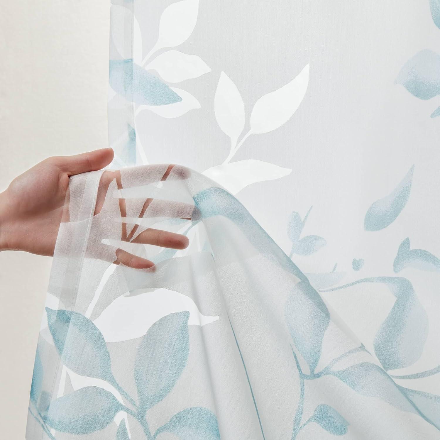 Madison Park Cecily Floral Printed Burnout Sheer Grommet Single Curtain Panel