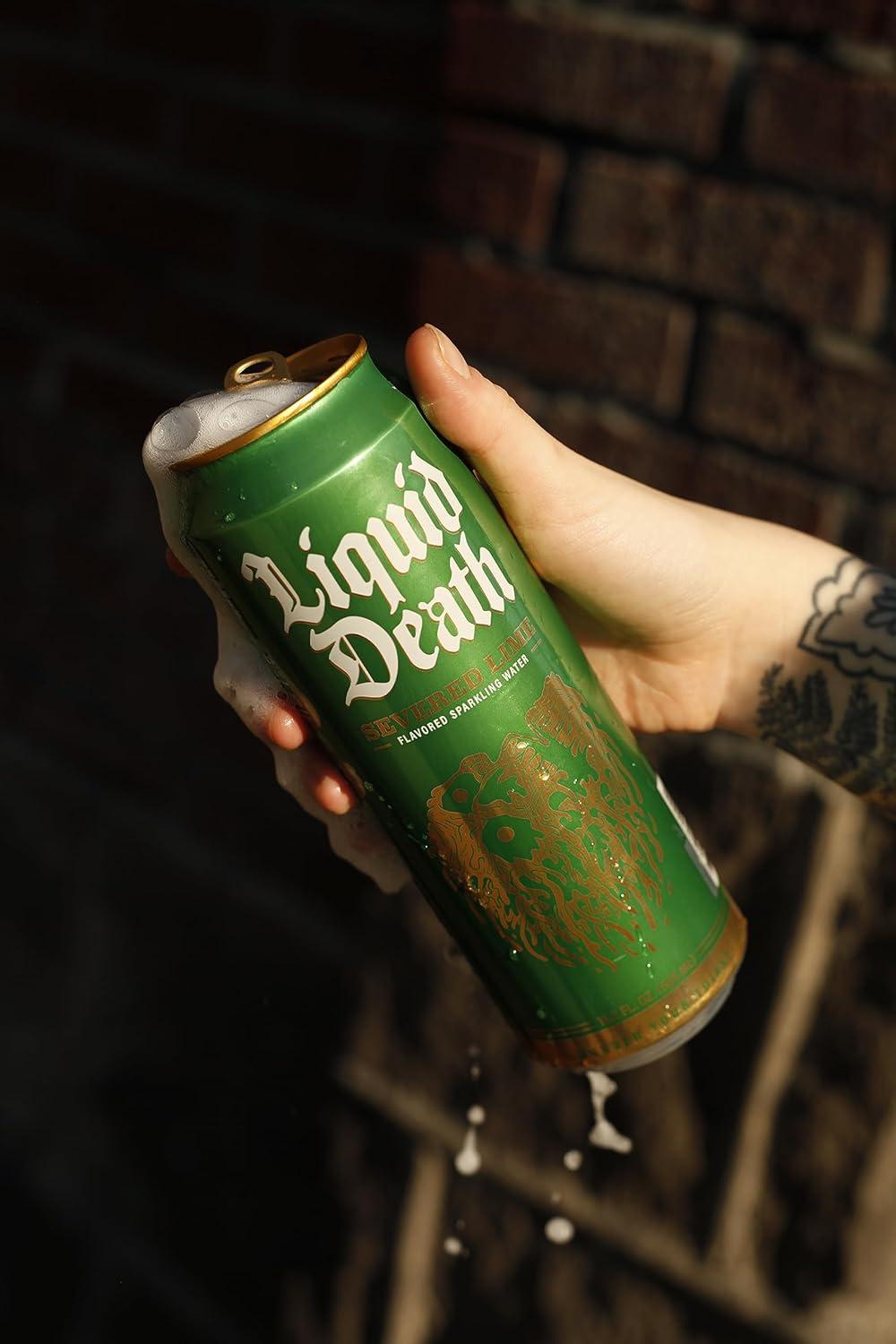 Liquid Death, Severed Lime, Lime-Flavored Sparkling Water, 8-Pack (19.2oz Cans), Low Calorie & No Artificial Sweeteners