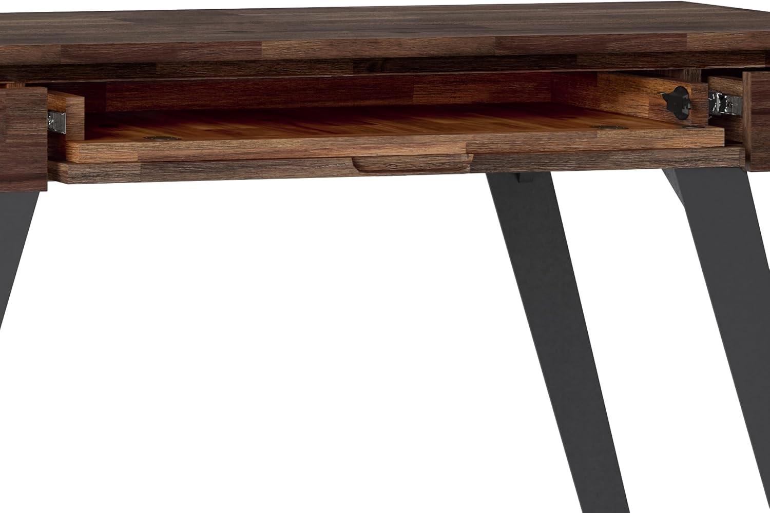Simpli Home Lowry Solidwood 44 in. Desk in Distressed Charcoal Brown