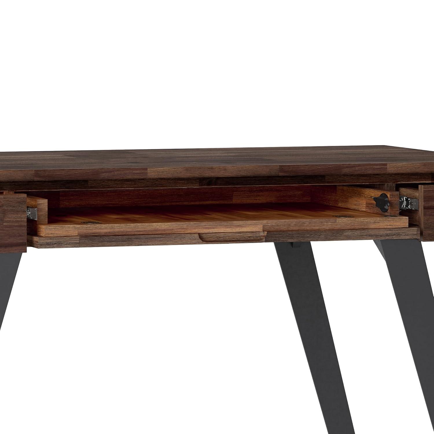 Simpli Home Lowry Solidwood 44 in. Desk in Distressed Charcoal Brown