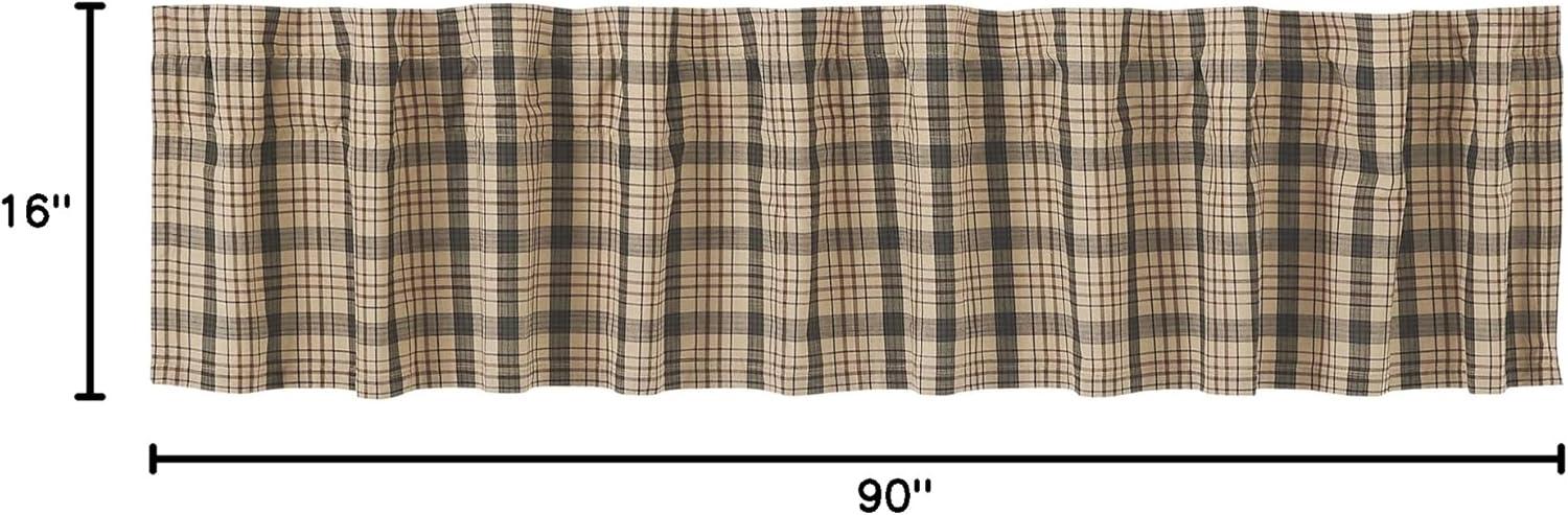 Holms Plaid Cotton Tailored Window Valance in Khaki/ Forest Green/ Russet