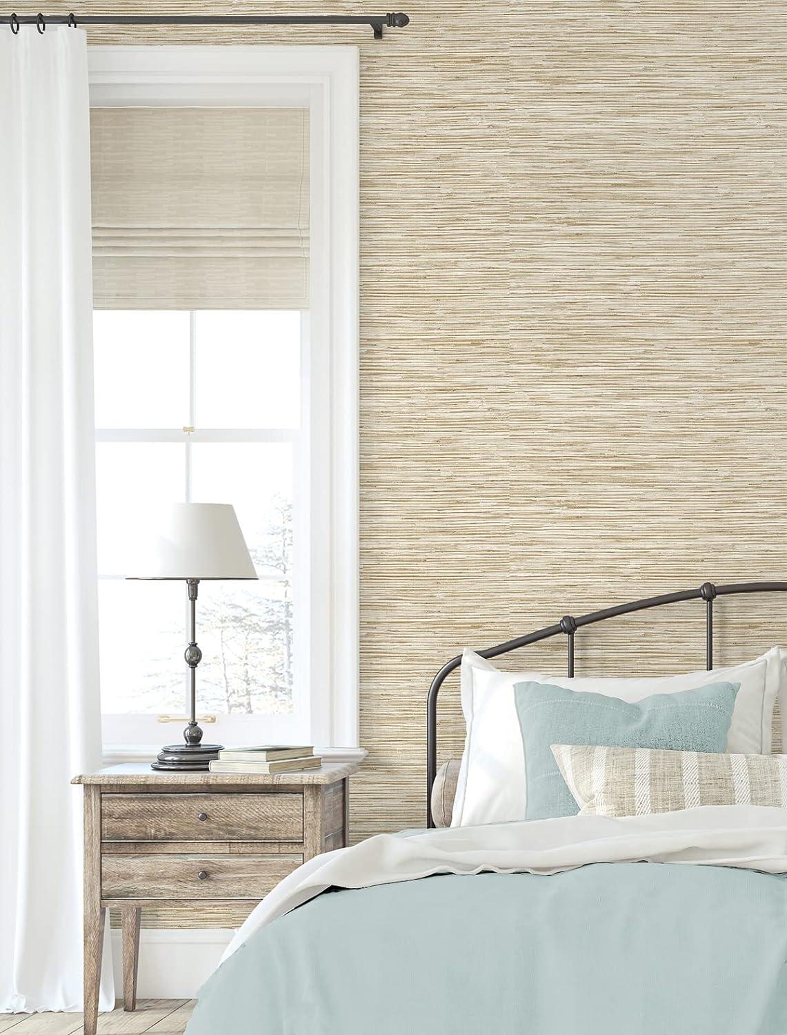 Neutral Hemp Faux Grasscloth Peel and Stick Wallpaper