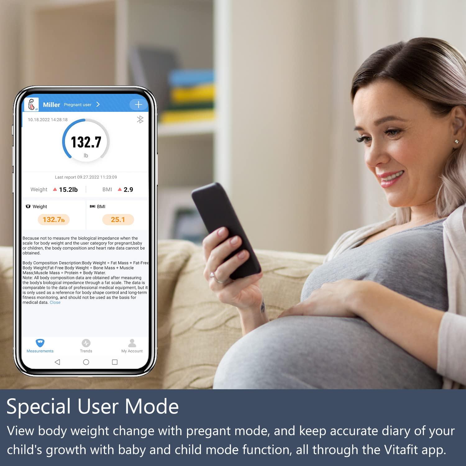 Vitafit Anti-Slip Smart Digital Bathroom Scale for Body Weight, FSA HSA Store Eligible, High Accuracy Assured by Weighing Professional Since 2001, BMI with App,Black