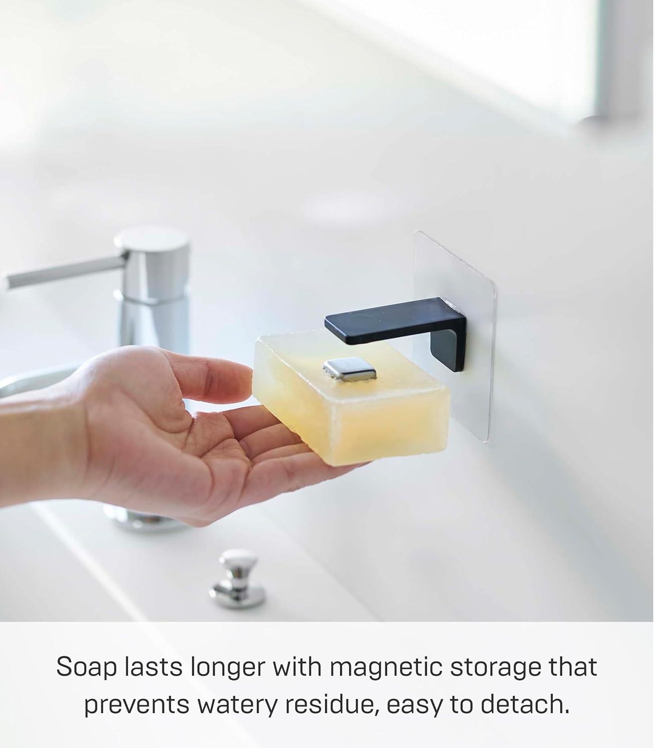 Yamazaki Home Traceless Adhesive Magnetic Soap Holder, ABS Plastic, Holds 0.55 Lbs