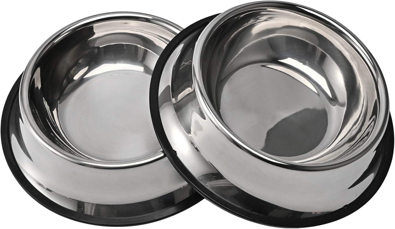 2 pack stainless steel dog bowl with non slip rubber base for small/medium/large pets, perfect dishes, pet feeder bowl and water bowl, suitable for puppies, kittens, and kittens (8 oz)