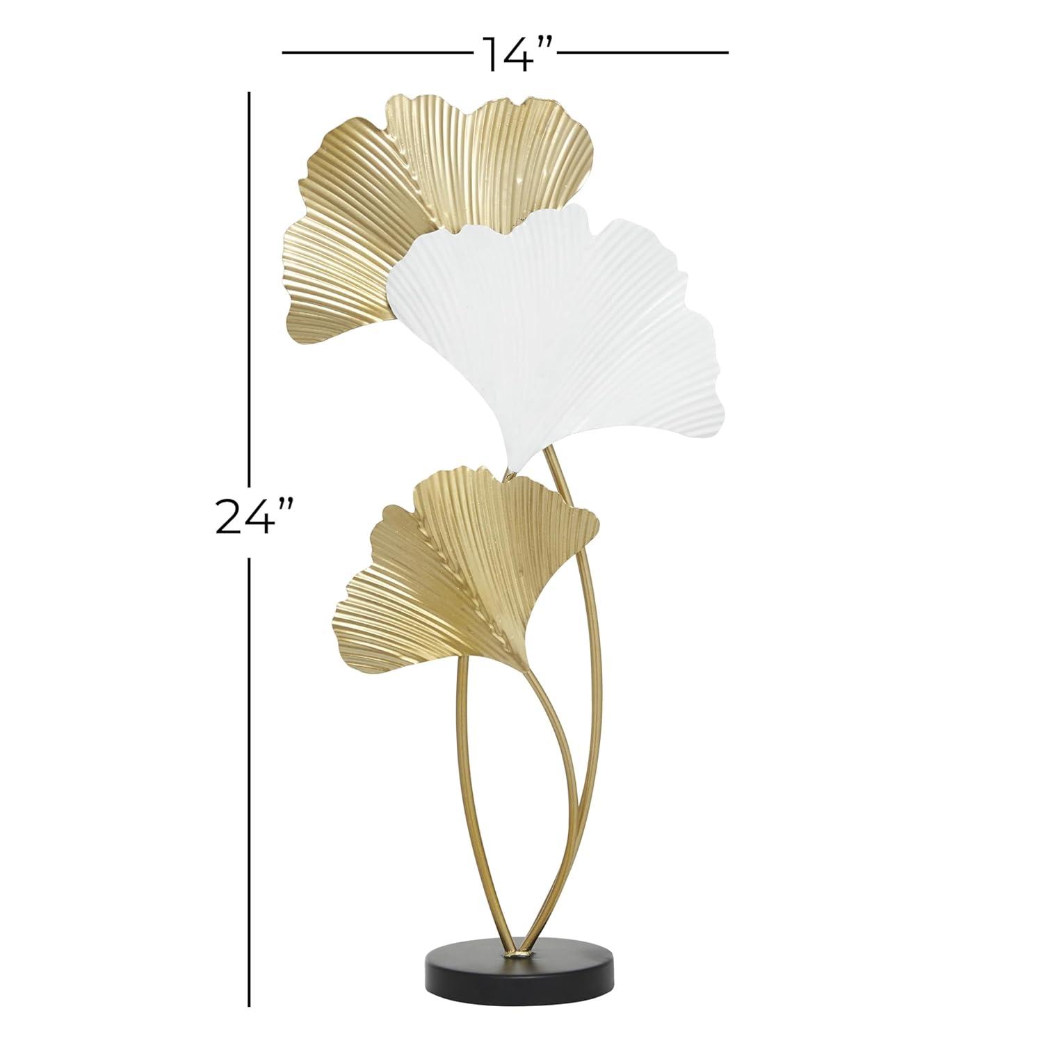 14" x 24" White Metal Leaf Sculpture, by DecMode