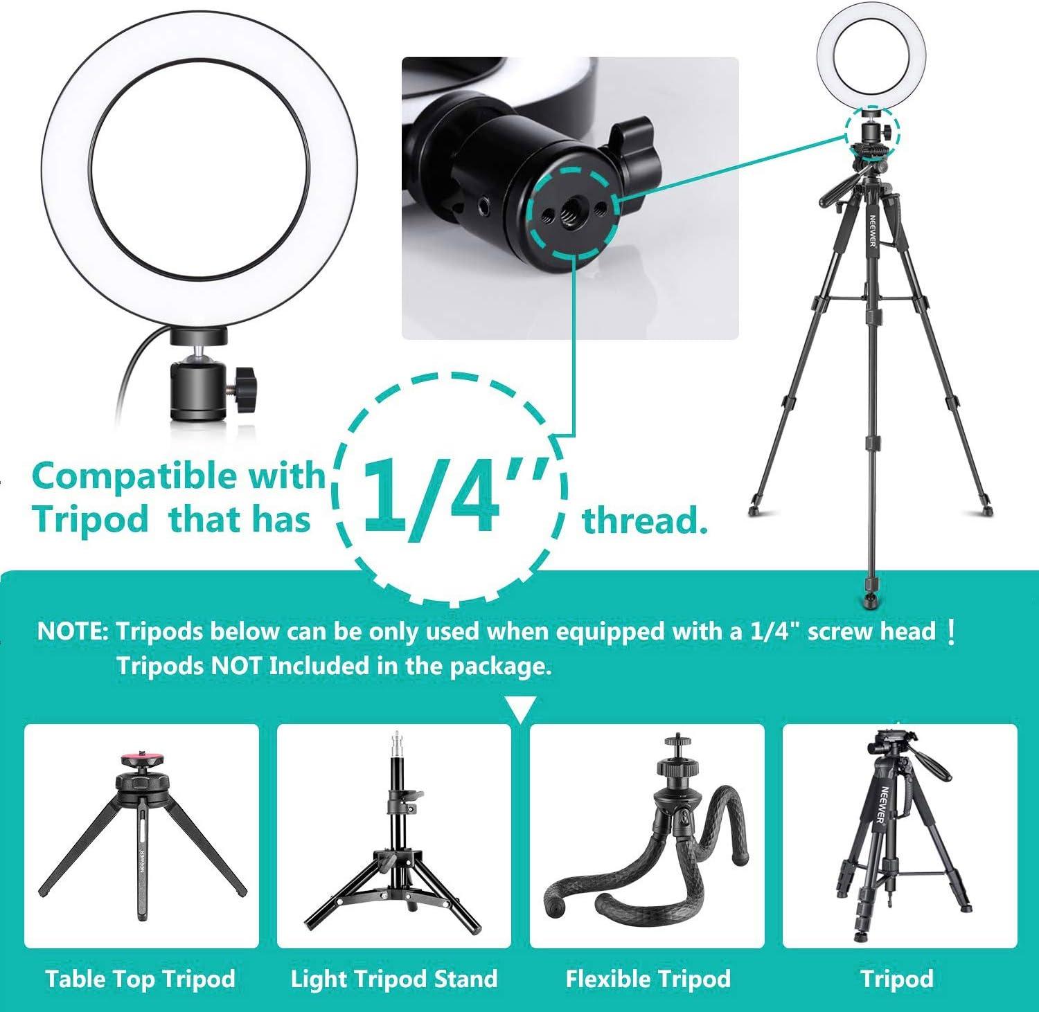 Ring Light OEBLD Dimmable with 3 Light Modes & 10 Brightness Level LED Ring Fill Lights for Phone Live Stream Makeup YouTube Shooting(B(only 10'' Ring Light))