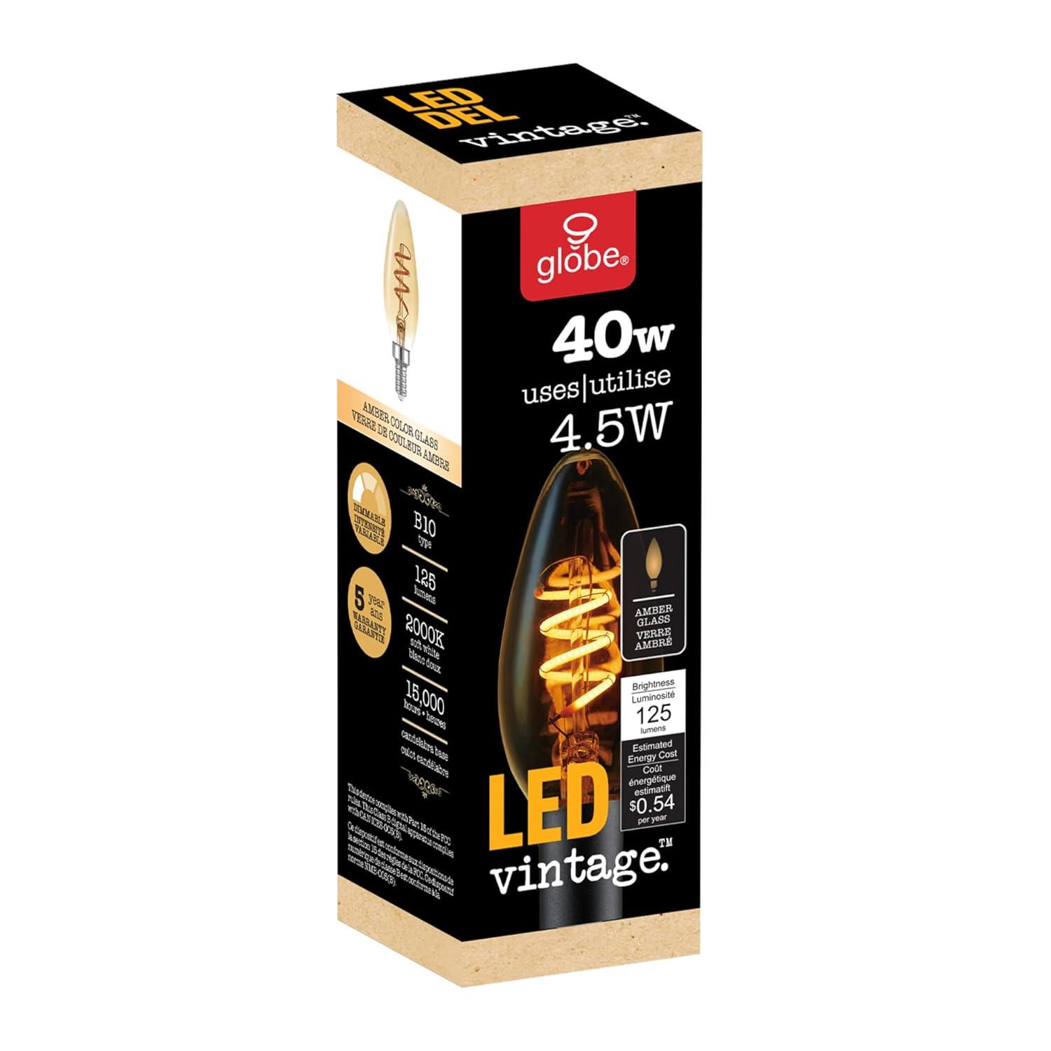Globe Electric Company 31355 Equivalent E12/Candelabra Dimmable 2000K LED Bulb