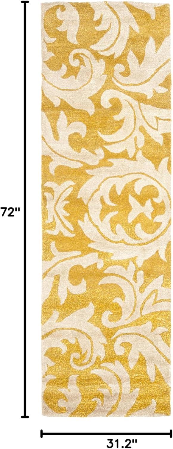 SAFAVIEH Soho Blair Floral Wool Runner Rug, Gold/Ivory, 2'6" x 6'