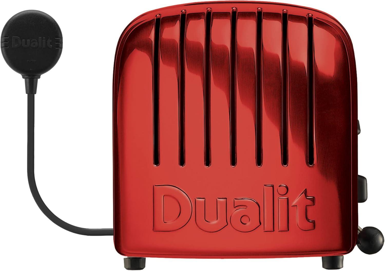 Dualit Red NewGen Toaster - 10x9x8: Stainless Steel, 2-Slice, Bagel & Defrost, 1250W, Spot Clean