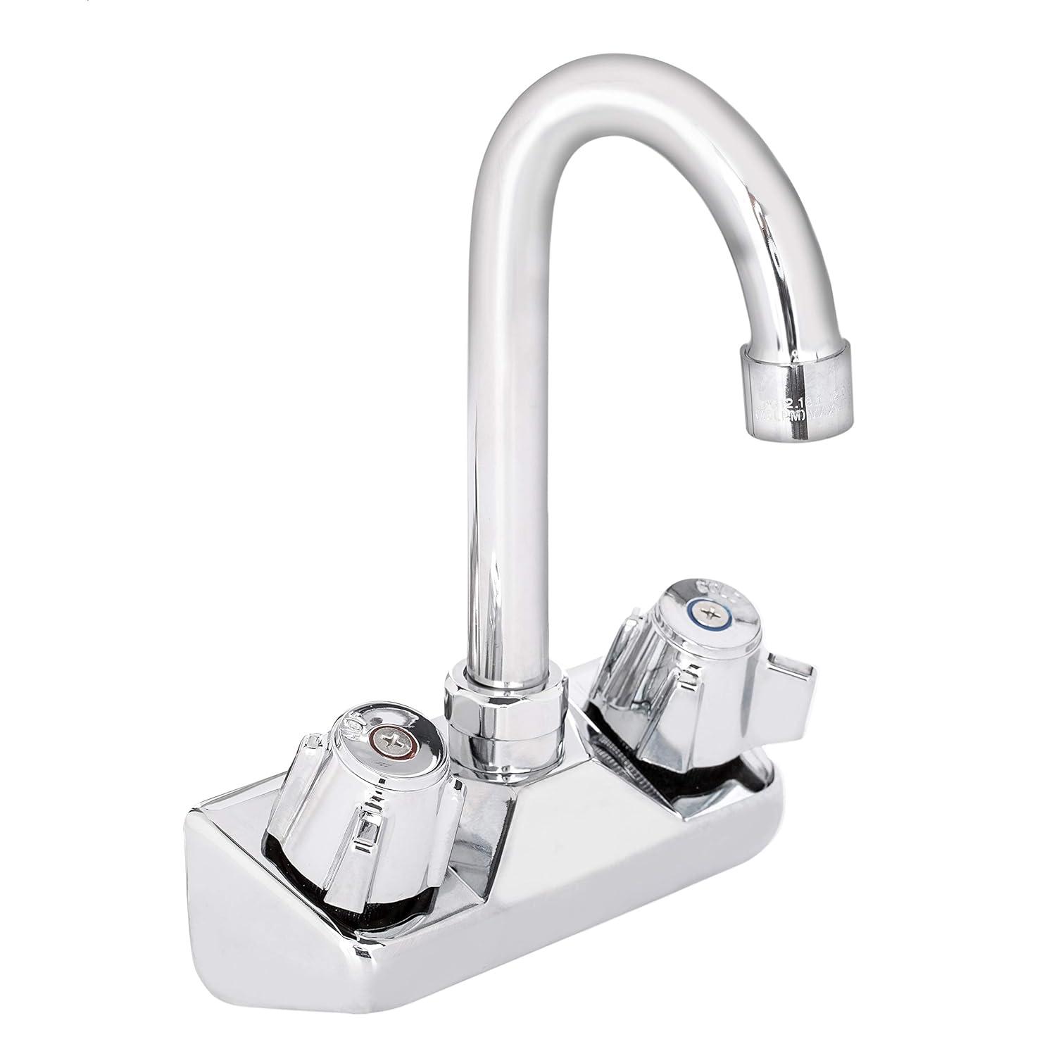 1/2" Gooseneck Spout Wall Mount Touch Kitchen Faucet with Dual Knob Handles