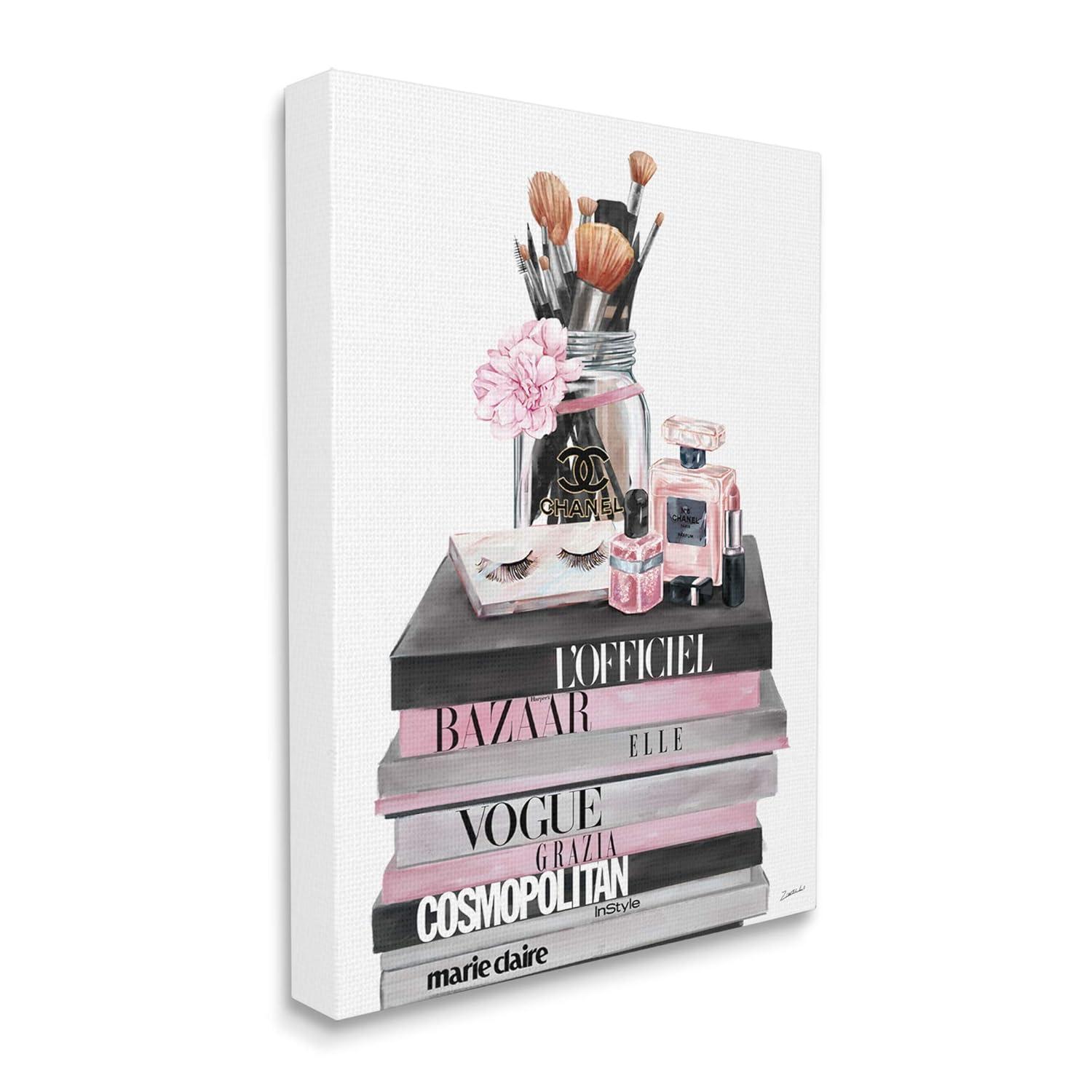 Stupell Industries Fashion Accessories Glam Magazine Book Stack, 16" x 20"