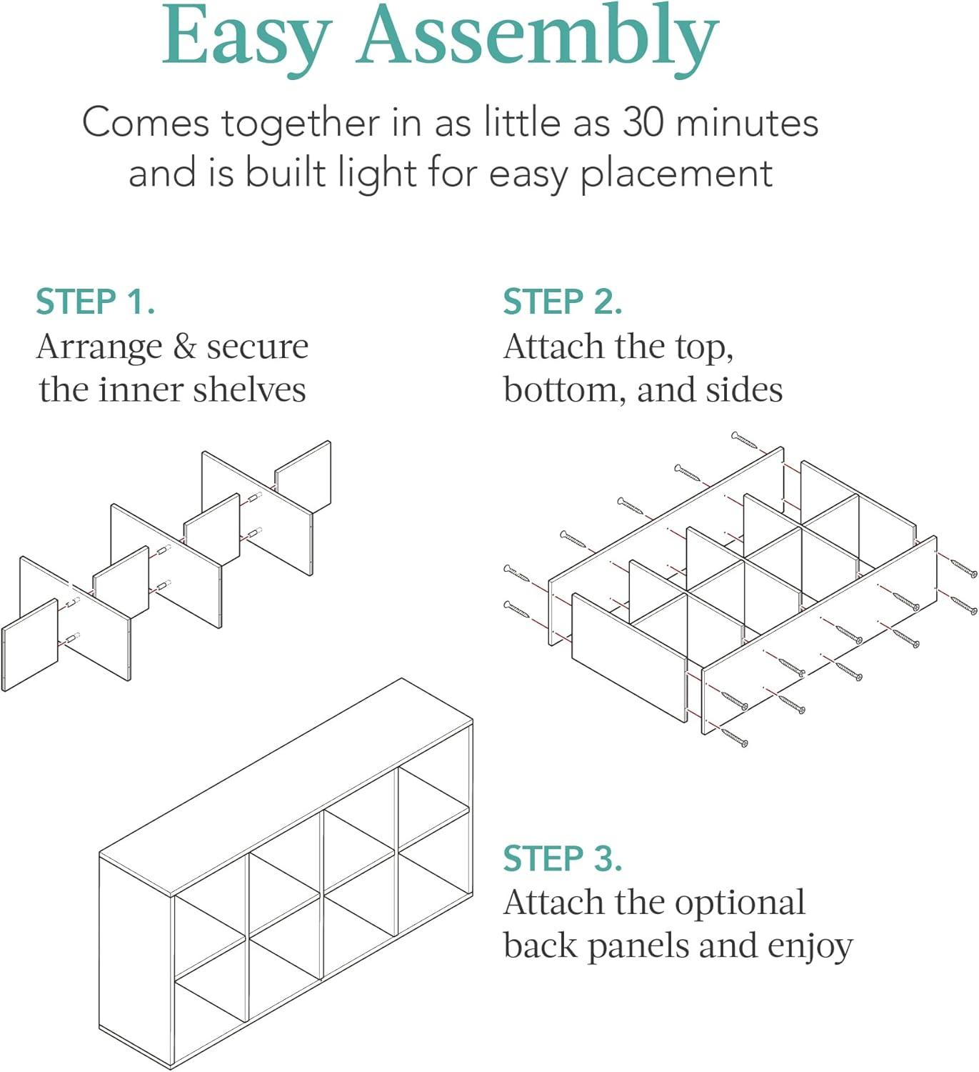 Best Choice Products 8-Cube Bookshelf, 11in Display Storage System, Organizer w/ Removable Back Panels - Walnut