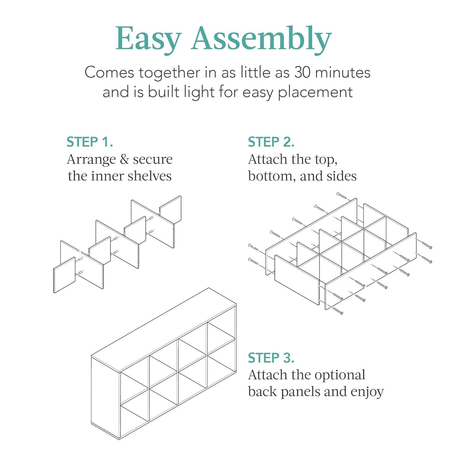 Best Choice Products 8-Cube Bookshelf, 11in Display Storage System, Organizer w/ Removable Back Panels - Greige