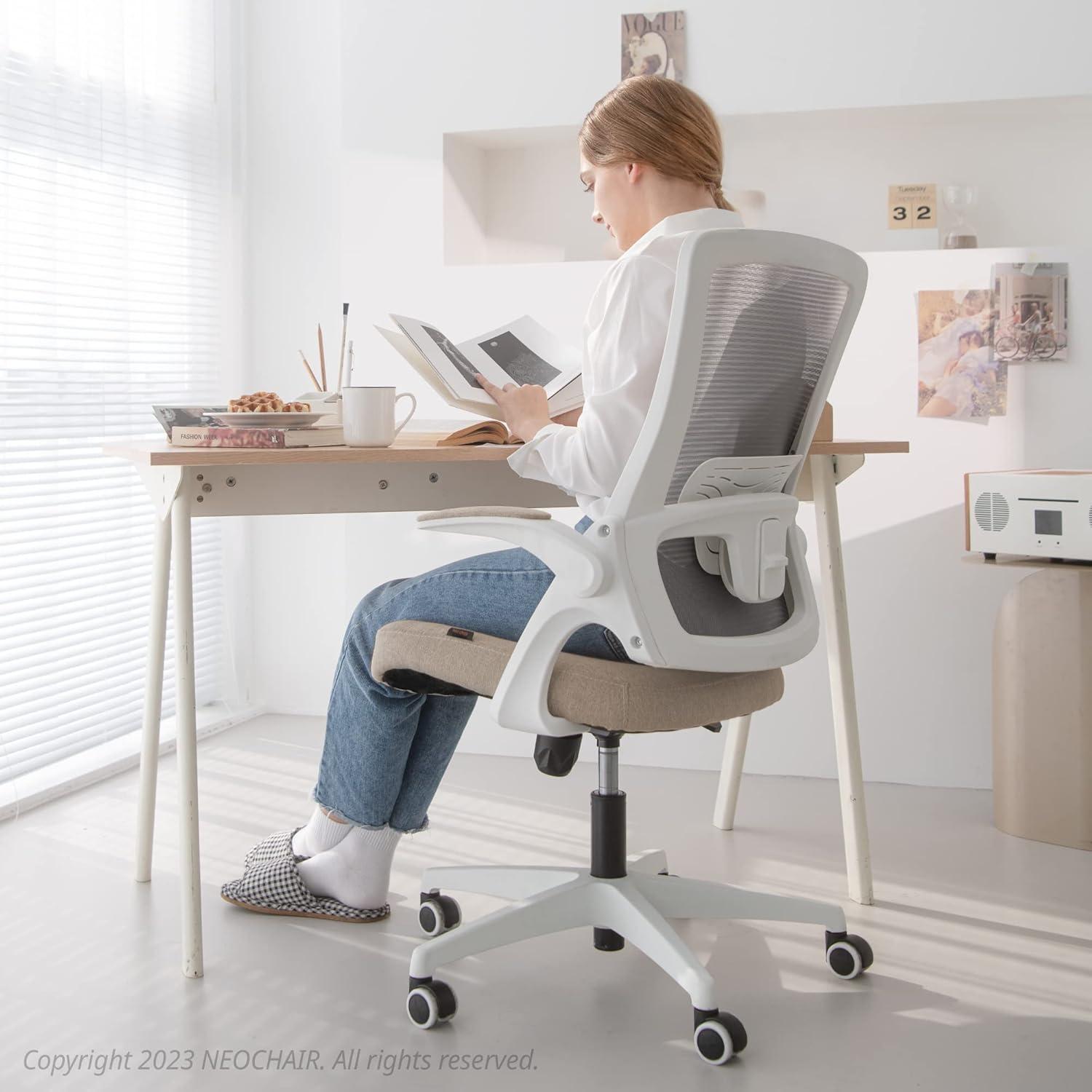 Beige High Back Mesh Executive Swivel Office Chair with Adjustable Arms