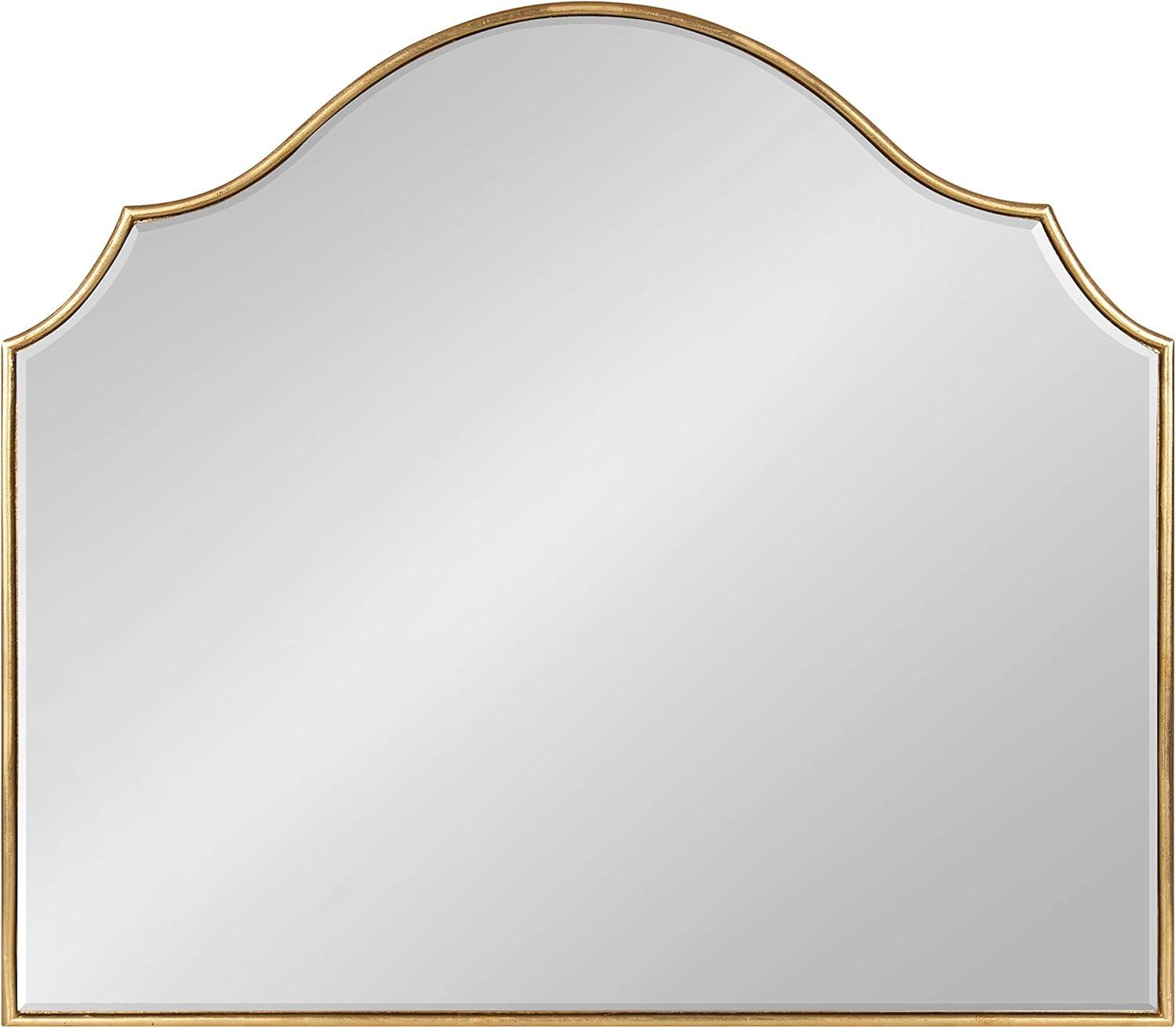 Kate and Laurel Leanna Glam Horizontal Wall Mirror, 27.5 x 31.5, Gold, Sophisticated Large Mirror for Wall