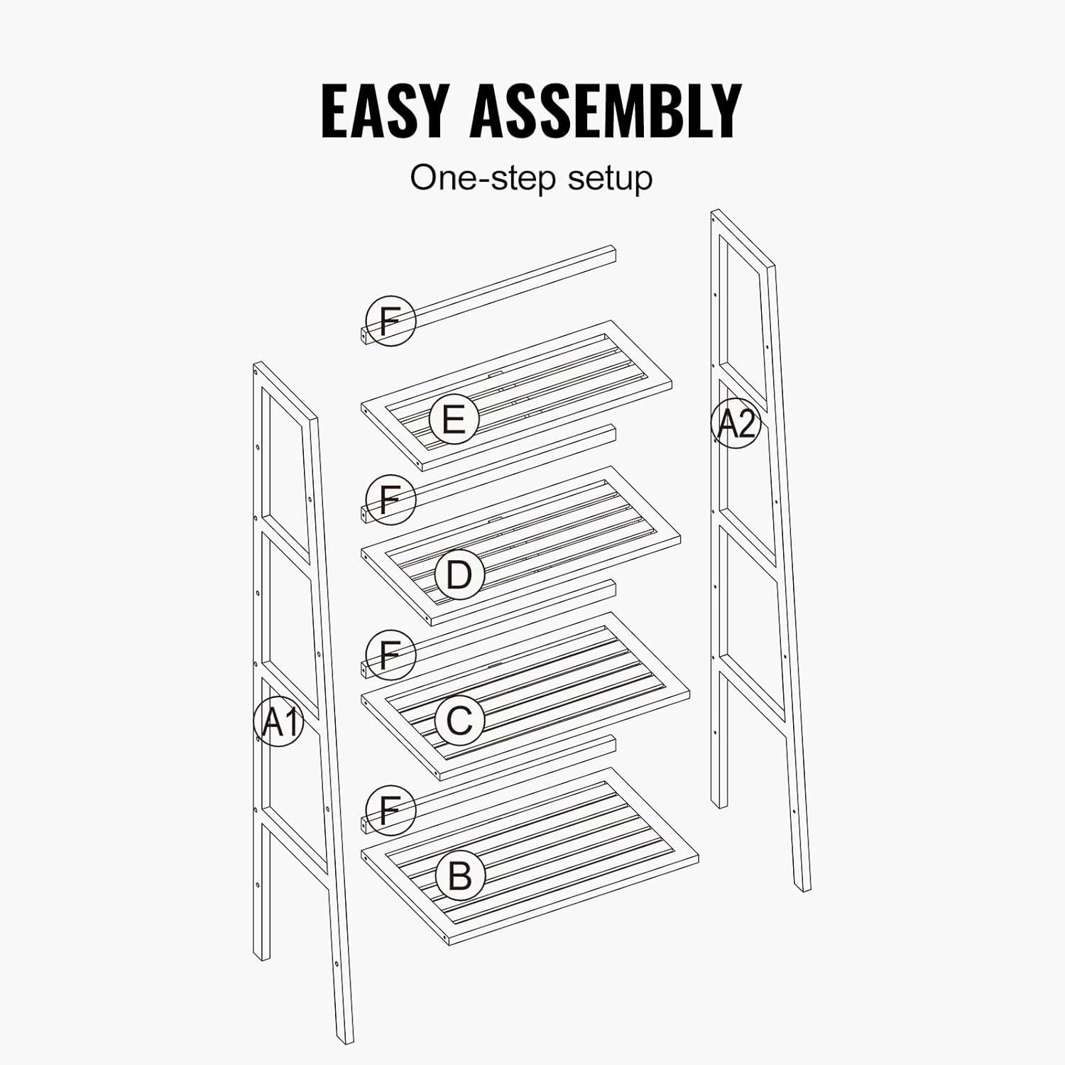 Bamboo Bookshelf 4 Tiers Bamboo Ladder Bookshelf Trapezoid Storage Rack