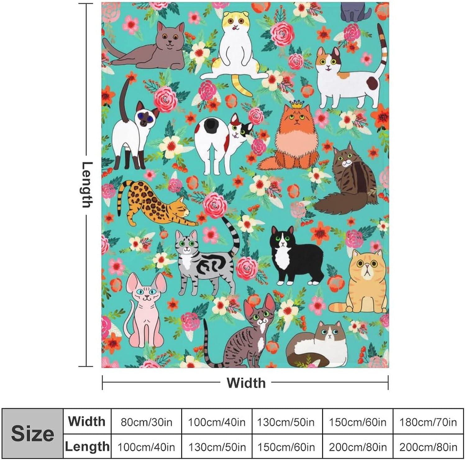 Patisaner Cute Cat Printed Flannel Fleece Bed Blanket Throw Blanket Lightweight Cozy Plush Blanket for Bedroom Living Rooms Sofa Couch 50"x40"