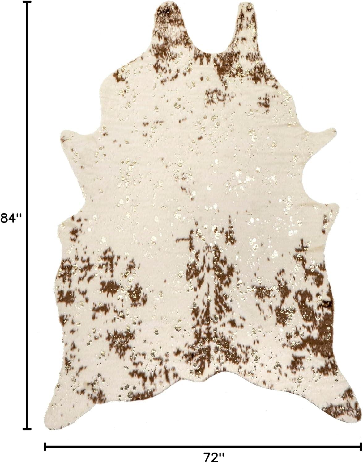 Chehalis Contemporary Faux Cowhide Power Loom Black/Gold Rug