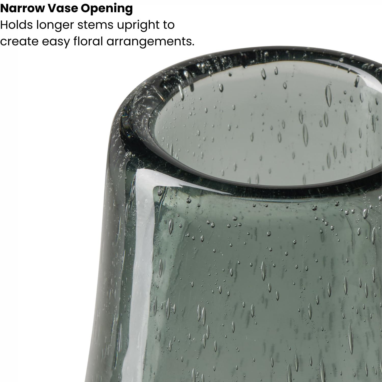 Torre & Tagus Andrea Swirl Glass Tall Bulb Vase - Blue, 14.25"